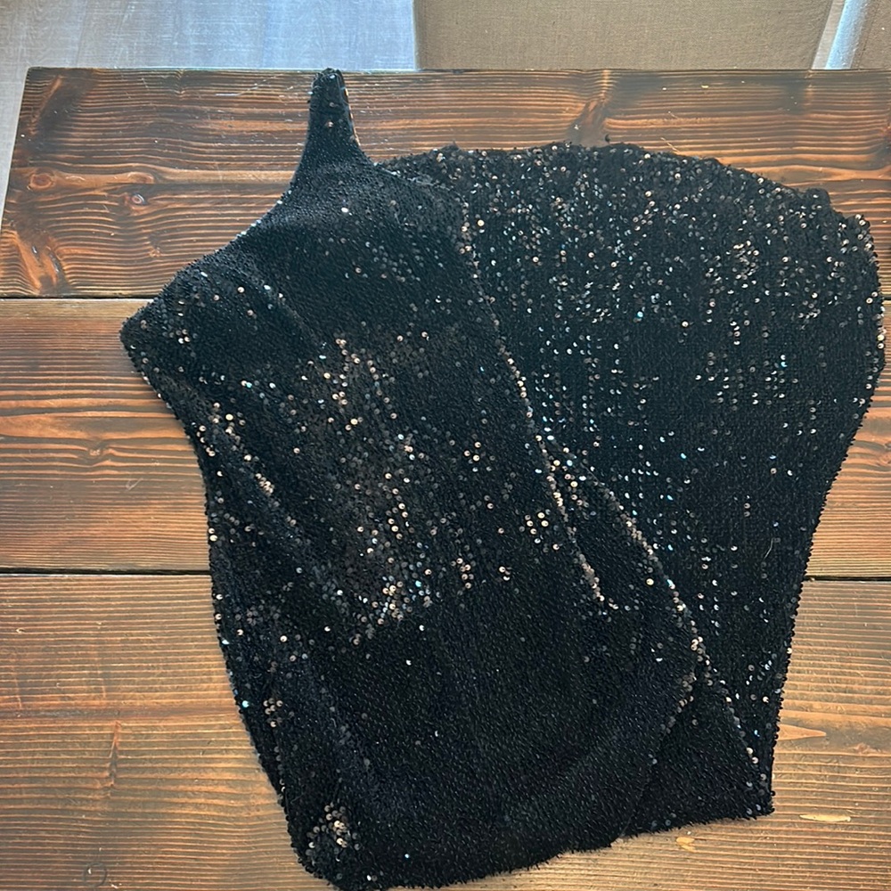 One shoulder black prom dress